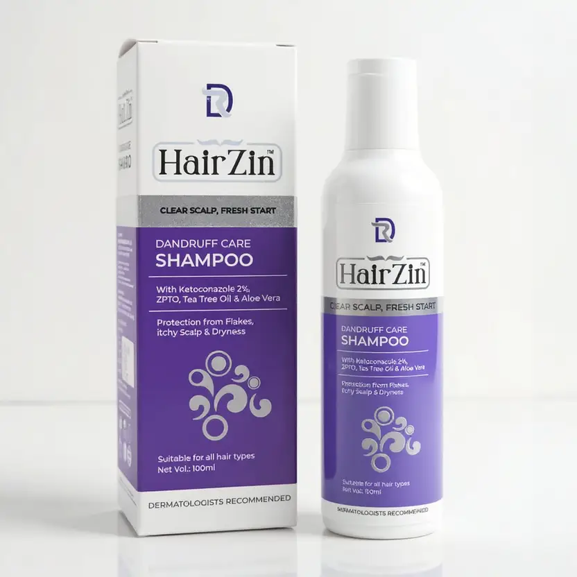Hairzin Anti Dandruff Shampoo With ZPTO, Tea Tree & Aloe Vera – For Men & Women (100 Ml)